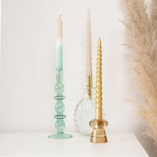 Load image into Gallery viewer, Candle Holder Chriselle Amber and Glass Candle Holder Bloom Large Emerald