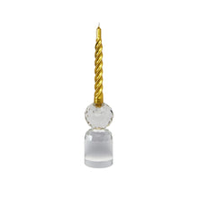 Load image into Gallery viewer, Candle Holder Crystal Clear with Twisted Dinner Candle Sterre Gold