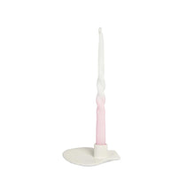 Load image into Gallery viewer, Candle Holder Shell White with Twisted Dinner Candle Fi Dipped Rose