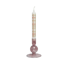 Load image into Gallery viewer, Dinner Candles Giula Checkered with Glass Candle Holder Eve Blush
