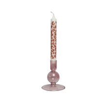 Load image into Gallery viewer, Dinner Candles Giula Leopard with Glass Candle Holder Eve Rose