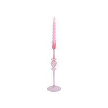 Load image into Gallery viewer, Glass Candle Holder Amore with Twisted Dinner Candle Sterre Rose Glossy
