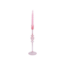 Load image into Gallery viewer, Glass Candle Holder Amore with Twisted Dinner Candle Sterre Rose Glossy