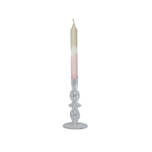 Load image into Gallery viewer, Glass Candle Holder Bloom Clear and Dinner Candle Juniper Fawn Blush