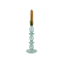 Load image into Gallery viewer, Glass Candle Holder Bloom Large Emerald with Dinner Candle Millie Gold