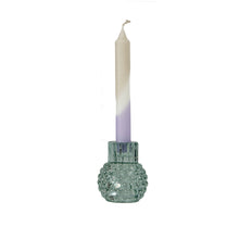 Load image into Gallery viewer, Glass Candle Holder Cleo Fern with Dinner Candle Juniper Fawn Lilac