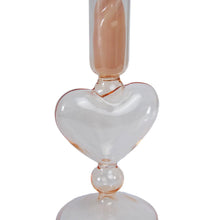 Load image into Gallery viewer, Glass Candle Holder Heart Apricot Close Up