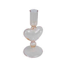 Load image into Gallery viewer, Glass Candle Holder Heart Apricot