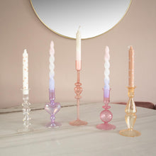 Load image into Gallery viewer, Glass Candle Holder Heart Apricot and Lilac with Glass Candle Holder Ismay Flower and Amore