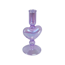 Load image into Gallery viewer, Glass Candle Holder Heart Lilac
