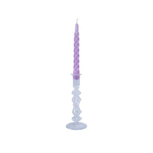 Load image into Gallery viewer, Glass Candle Holder Ismay Flower with Twisted Dinner Candle Sterre Lilac