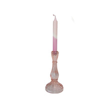 Load image into Gallery viewer, Glass Candle Holder Lola Blush Large with Dinner Candle Juniper Blush Rose
