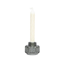 Load image into Gallery viewer, Glass Candle Holder Niene Grey with Dinner Candles Giula Wave