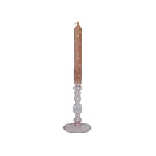 Load image into Gallery viewer, Glass Candle Holder Norinne Blush with Dinner Candle Flower Blush