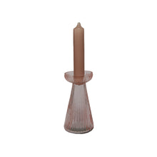 Load image into Gallery viewer, Glass Candle Holder Odette in Blush with Dinner Candle Millie
