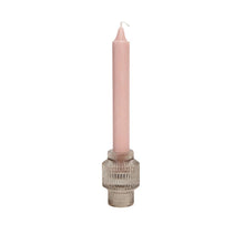 Load image into Gallery viewer, Glass Candle Holder Olly Oat with Dinner Candle June Rose
