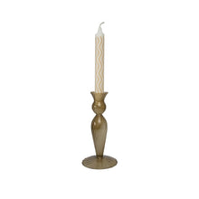 Load image into Gallery viewer, Glass Candle Holder Pernille Medium Amber with Dinner Candle Giula Wave
