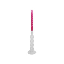 Load image into Gallery viewer, Glass Candle Holder Posey Large Clear with Twisted Dinner Candle Sterre Pink Glossy