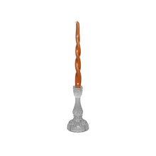 Load image into Gallery viewer, Glass Candle Holder Thyme Clear with Twisted Dinner Candles Moise Peach