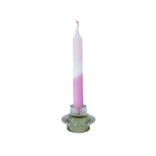 Load image into Gallery viewer, Glass Candle Holder Vinthe Green with Dinner Candle Juniper Blush Rose