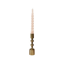 Load image into Gallery viewer, Twisted Dinner Candle Sterre Oat Glossy met Candle Holder Bambi Small