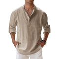 The NORE Popover — Cotton-Linen Band Collar Shirt