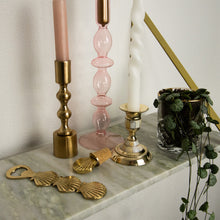 Afbeelding in Gallery-weergave laden, Candle Holder Bambi Gold, Lucy Rose, Megan Mother of pearl with Bottle Stopper and Bottle Opener Cecily Brass.jpg
