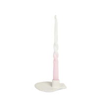 Load image into Gallery viewer, Candle Holder Shell White with Twisted Dinner Candle Fi Dipped Rose
