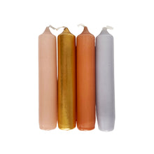 Load image into Gallery viewer, Millie Dinner Candles in Rose, Gold, Dark Peach and Lavender
