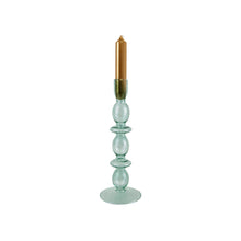 Load image into Gallery viewer, Glass Candle Holder Bloom Large Emerald with Dinner Candle Millie Gold
