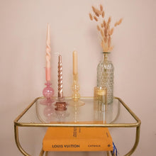 Load image into Gallery viewer, Glass Candle Holder Eve Narcis and Twisted Dinner Candle Sterre Rose Gold
