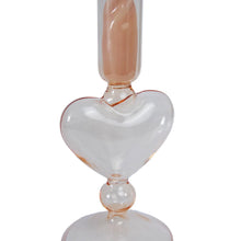 Load image into Gallery viewer, Glass Candle Holder Heart Apricot Close Up
