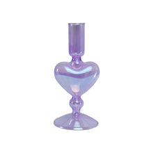 Load image into Gallery viewer, Glass Candle Holder Heart Lilac

