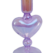 Load image into Gallery viewer, Glass Candle Holder Heart Lilac close up
