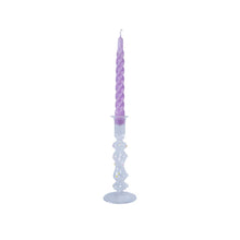Load image into Gallery viewer, Glass Candle Holder Ismay Flower with Twisted Dinner Candle Sterre Lilac
