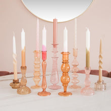 Load image into Gallery viewer, Glass Candle Holder Jane Coral and Glass Candle Holder Jane Terracotta
