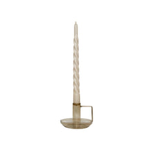 Load image into Gallery viewer, Glass Candle Holder Libby Amber with Twisted Dinner Candle Philou Mauve

