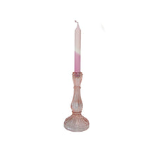 Load image into Gallery viewer, Glass Candle Holder Lola Blush Large with Dinner Candle Juniper Blush Rose
