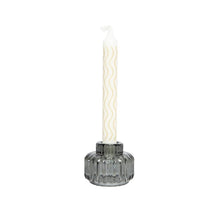 Load image into Gallery viewer, Glass Candle Holder Niene Grey with Dinner Candles Giula Wave
