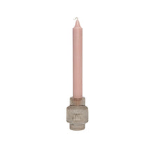 Load image into Gallery viewer, Glass Candle Holder Olly Oat with Dinner Candle June Rose
