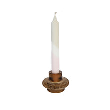 Load image into Gallery viewer, Glass Candle Holder Vayèn Amber with Dinner Candle Juniper Fawn Blush
