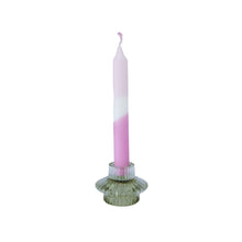 Load image into Gallery viewer, Glass Candle Holder Vinthe Green with Dinner Candle Juniper Blush Rose
