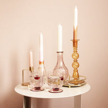 Load image into Gallery viewer, Goblet Lois Rose, Glass Candle Holder Florence Amber and Candle Holder Merle Bronze

