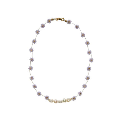 Necklace Flores Lilac Gold Pearl