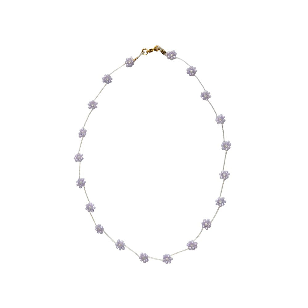 Necklace Flores Lilac Gold Pearl