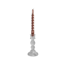Afbeelding in Gallery-weergave laden, Twisted Dinner Candle Sterre Rose Gold with Glass Candle Holder Nola Clear

